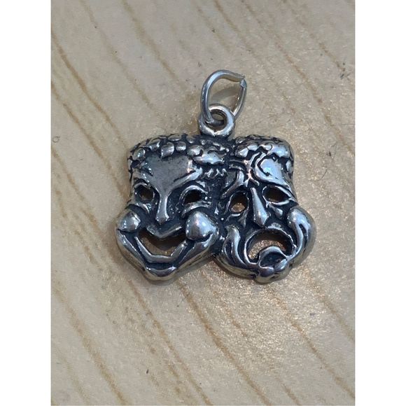 Comedy and Tragedy Sterling Silver Jewelry Charm #theatre - Picture 1 of 3